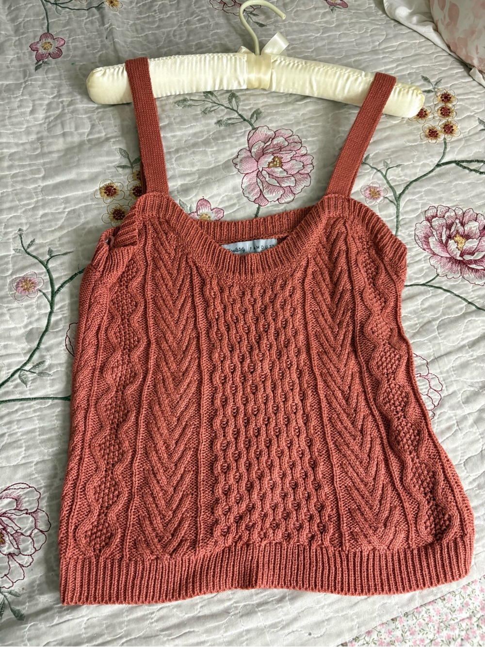Absolutely Famous Coral Cable-Knit Tank